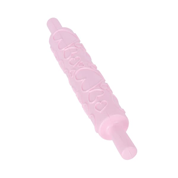 Fondant kjevle i plast preget rulle for kaker, kjeks, bakverk, kakepynt (hjerteform)