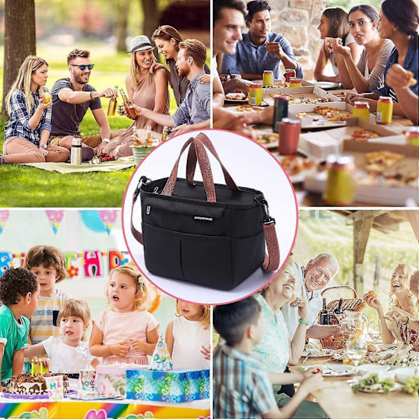 Matlåda, Isolerad Matkasse Mini Vattentät Isolerad Matkasse Bärbar Isolerad Matkasse, Matkasse för Picknick/Skola/Kontor (Svart)