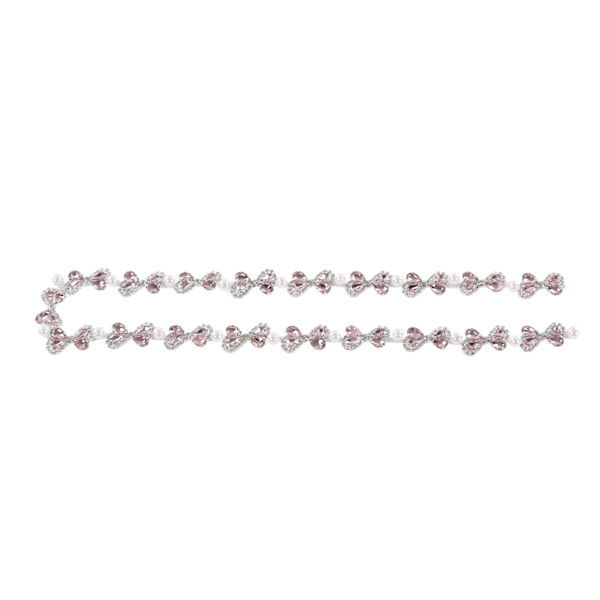 Rhinestone Trim 1 Yard Bue Form Perle Indlagt Skinnende Smukke Rhinestone Strimmel til DIY Tøj Halskæder Pink