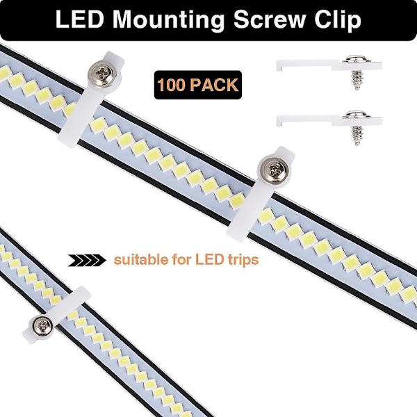 100-pak vandtætte silikone monteringsbeslag Clips til 12 mm brede LED Strip lys, LED Strip Clips tilbehør