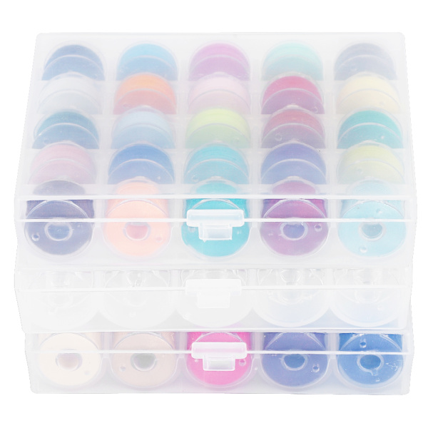 Spolset Tråd Transparent Box Assorterad Färg Förspolning Sytråd Broderinål Tejp