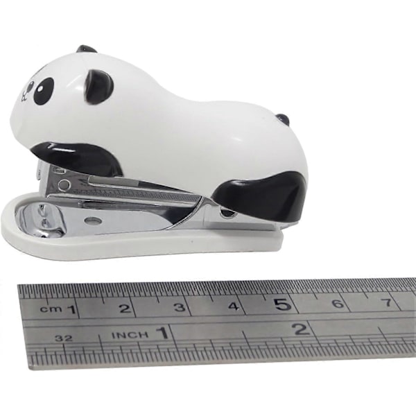 Bärbar mini söt panda skrivbords häftapparat set innehåller 1000 st nr 10 häftklamrar, lämplig för kontor, skola
