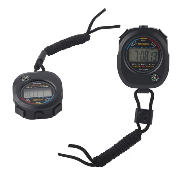 Multifunksjonell LCD-stoppeklokke-timer for sport/løping/racing/svømming (2 STK)