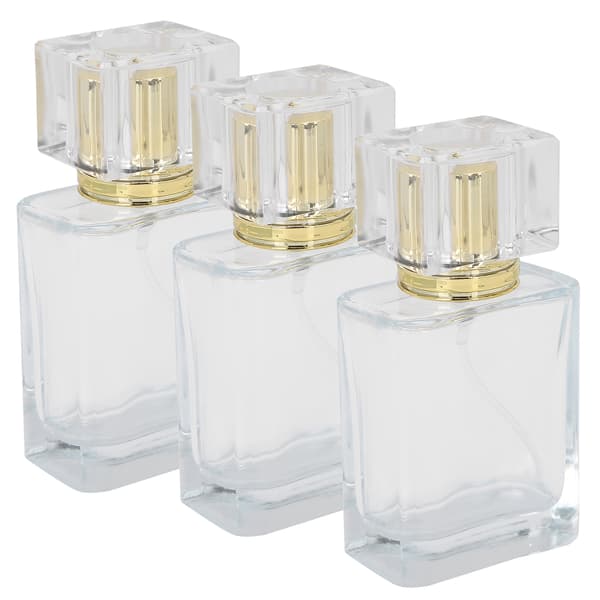 50 ml påfyllningsbar parfymflaska i glas, transparent spray, tom atomizerbehållare, guld