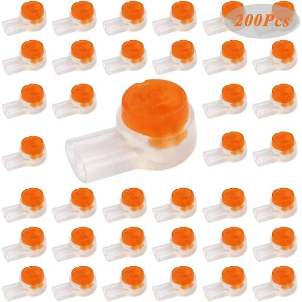 200 st Kabelskarvar UY2, Snabb skarvkoppling Vattentäta terminaler med Orange Transparent Knapp