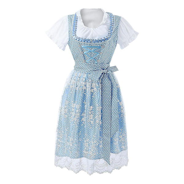Vintage Baijerin Oktoberfestin pitsiliikappaleista tehty Dirndl-mekko naisille 4XL sininen