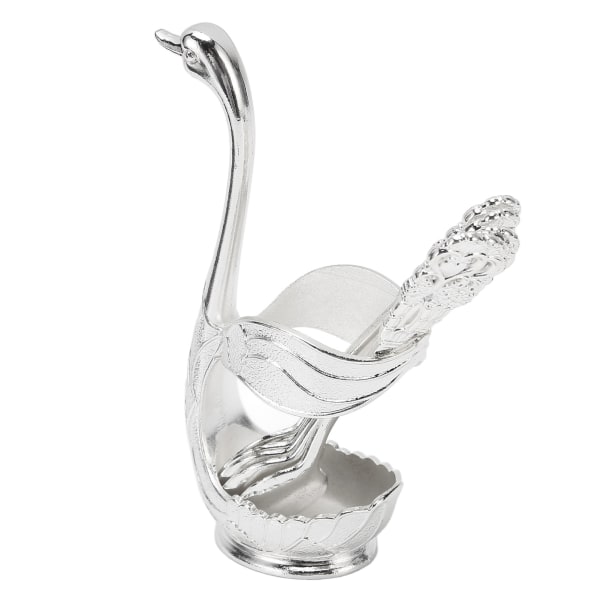 6 stk Kaffe Dessert ske Sæt Metal Swan Base Holder Dessert ske Organizer med 6 stk skeer teske til frugtkage