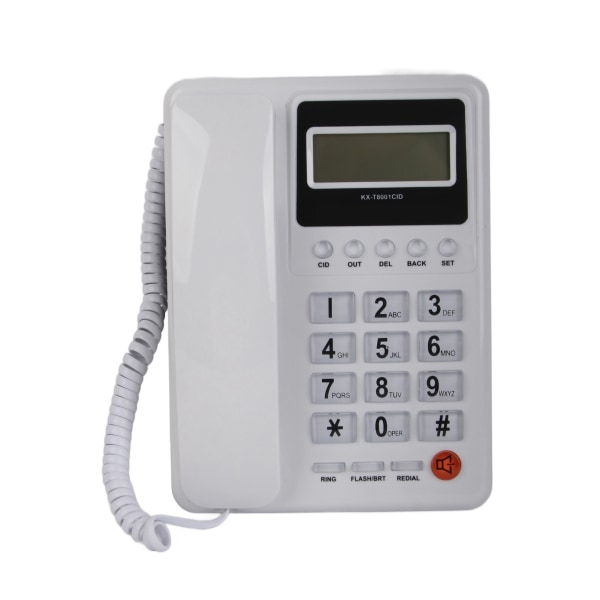 KXT8001CID pöytätietokoneen langallinen puhelin Kotihotellin kiinteä puhelin LCD-näytöllä Uudelleenvalintatoiminto FSK DTMF (valkoinen)
