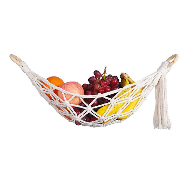 Frukthängmatta under skåpet Macrame med krokar för snygg köksinredning och bananförvaring