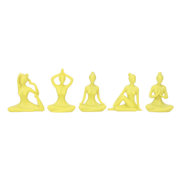 5 st Yogastaty Enkel stil Gul Attraktiv dekorativ Slitstark Bärbar Yogafigurer Dekoration för vardagsrummet