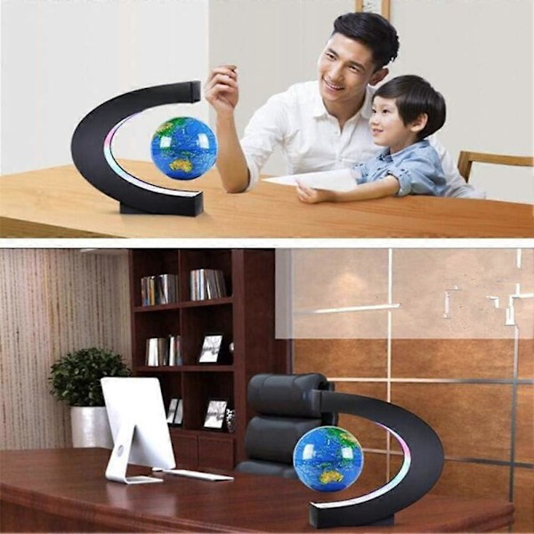 Magnetisk Levitende Verdenskart Globe med C-formet Base, Pedagogisk Gave til Barn, Nattlys Hjemmeinnredning (3 Tommer)