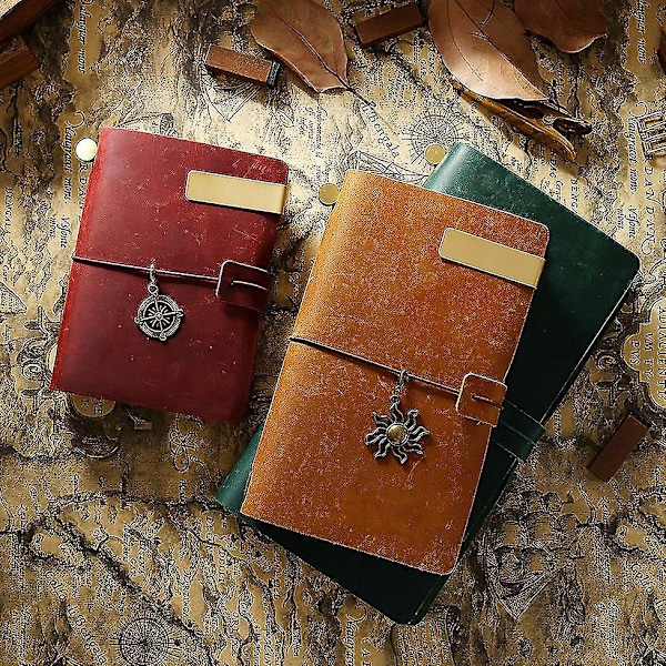 Vintage håndlaget kuskinn Traveler's Notebook Journal Pass 13,5x10,5cm Grønn