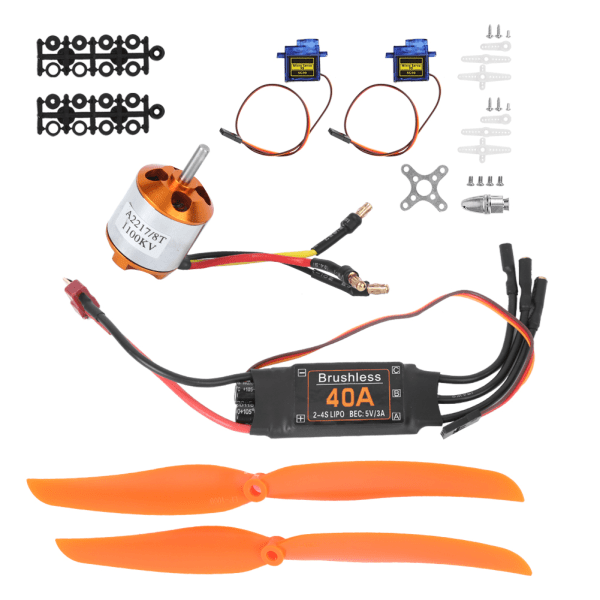 A2217 1100KV børsteløs motor 40A ESC SG90 9G Micro Servo 1060 Propell for RC Plane (1100KV Motor 40A ESC 9G Servo 1060 Propell)