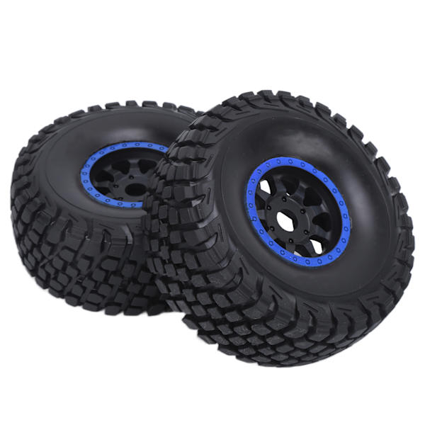 2 stk fjernkontrollbildekk Slitestyrke Plast Beadlock Kjøretøyhjul med pakninger for 1/7 Fjernkontrollbil Blå