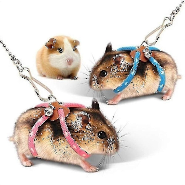Justerbart Mjukt Sele Koppel för Smådjur Fågel Papegoja Mus Hamster Illrar Råtta Ljusblå