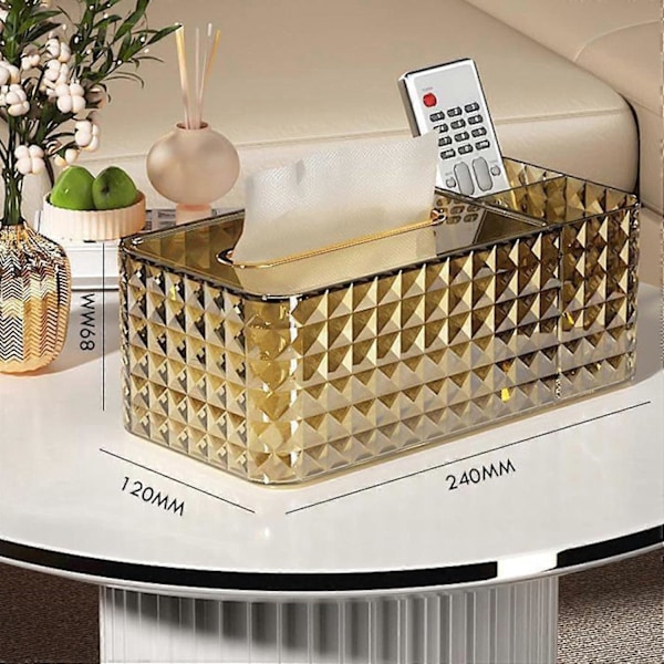 Servettbox, Multifunktionell Servettlåda Akryl (Guld)
