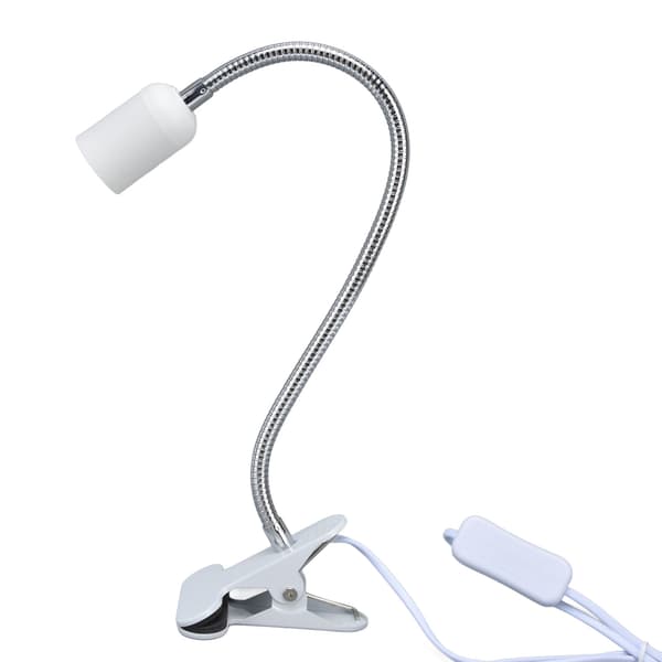 Hvit Bordlampeholder E27/E26 Enkelt Hvitt Hode 360 ​​Grader Justerbar Slitesterk Materiale Klipp Lampeholder 100‑240VEU Plugg