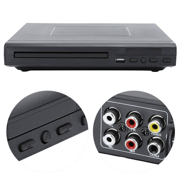 Husstand DVD-afspiller Hjemme Audio- og Videoudstyr USB-interface Sort US 100‑240V