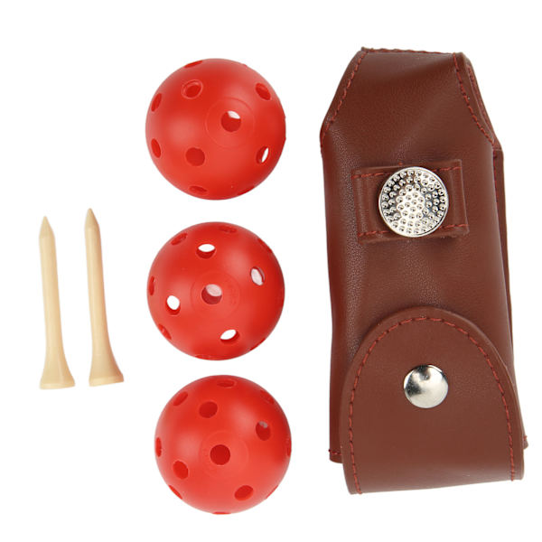Golfbollspåse i läder med magnetiskt spänne - Bärbar golfbollshållare för 3 golfbollar