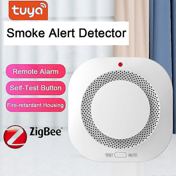 Zigbee Trådlös Rökdetektor - Tuya Smart Home Brandvarnare med 360 Induktion, Ljud & Ljusvarning