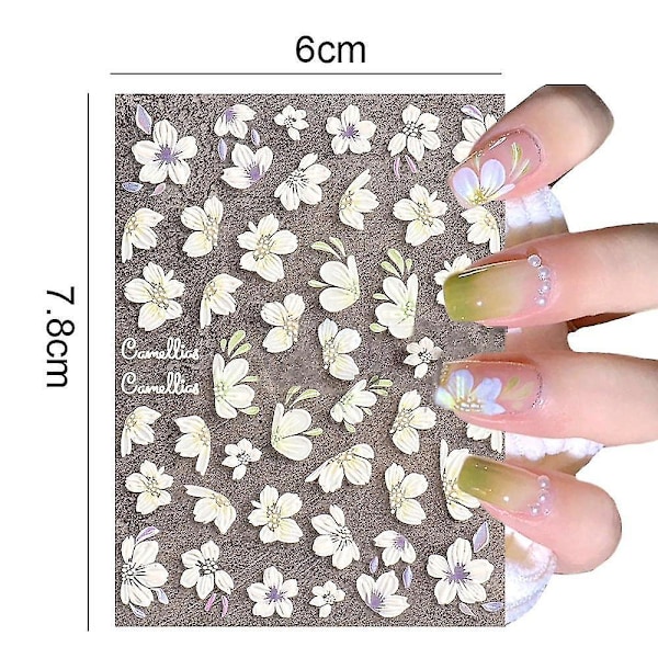 Nagelsticker 5d Utsökt Präglad Nageldekoration Självhäftande Nageldekoration Blomma Snideri Design Akryl Nagel