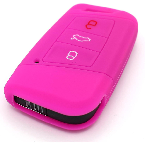 Apple Green Fluorescent Pink Silicone Car Key Case - 3 Buttons