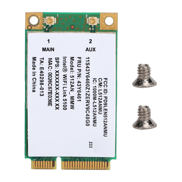 Trådløst netværkskort 2.4G/5G 300Mbps Mini PCIe-kort til Lenovo Y450/Intel 5100 5100AGN 512AN_MMW