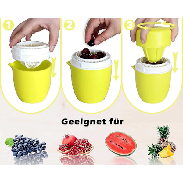Manuel Citruspresser med Unikt Citronformet Design To Anvendelsesmåder til Forskellige Frugter (gul)
