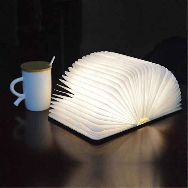 Jwl-trä Face Book Lampa USB Uppladdningsbar LED Boklampa Magnetisk 3 Färg Vikbar Natt Boklampa Skrivbordslampa Heminredning Zekai Trä-Brun-L
