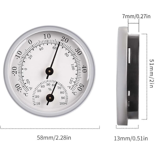 Hygrometer Termometer, Fuktighetssensor Monitor Detektor Mätningar, Analog Termometer Används i Inomhus/Utomhus Uteplats Våt Miljö