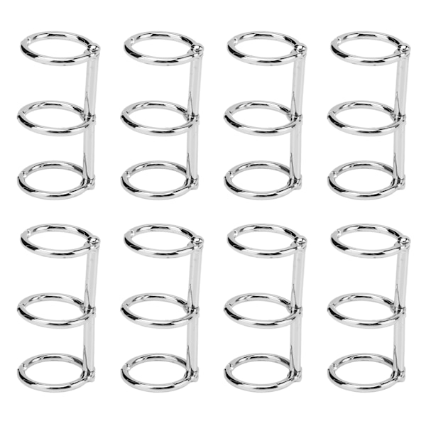 Metall DIY Hand Account Paper Lösbladsbindningsringar - Återanvändbara 3-håls elektropläterade bindningsringar Silver