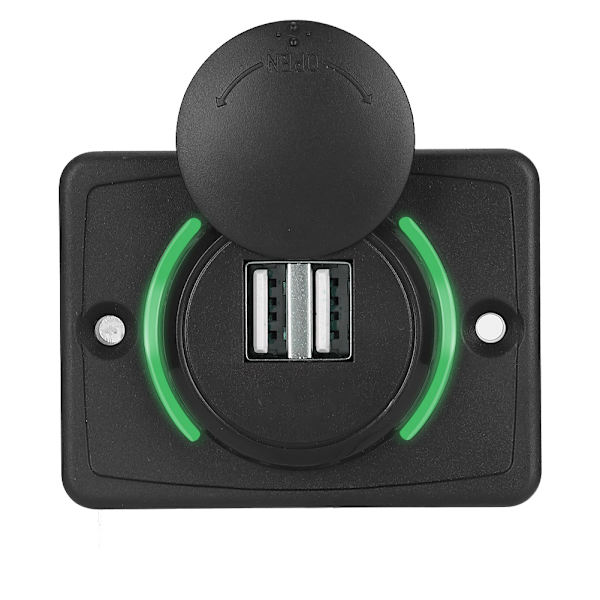 3.1A DC12V/24V Musta Auton Kaksi USB-portin Virtalähdepistoke LED-valolla (Vihreä)