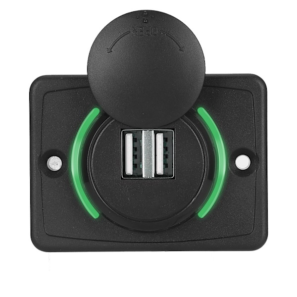 3.1A DC12V/24V Sort Bil Dobbelt USB Port Strømstikkontakt med LED (Grøn)