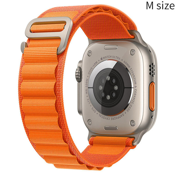 Adjustable Nylon Braided Loop Strap for Watch - Compatible with 38/40/41mm and 42/44/45/49mm M Orange