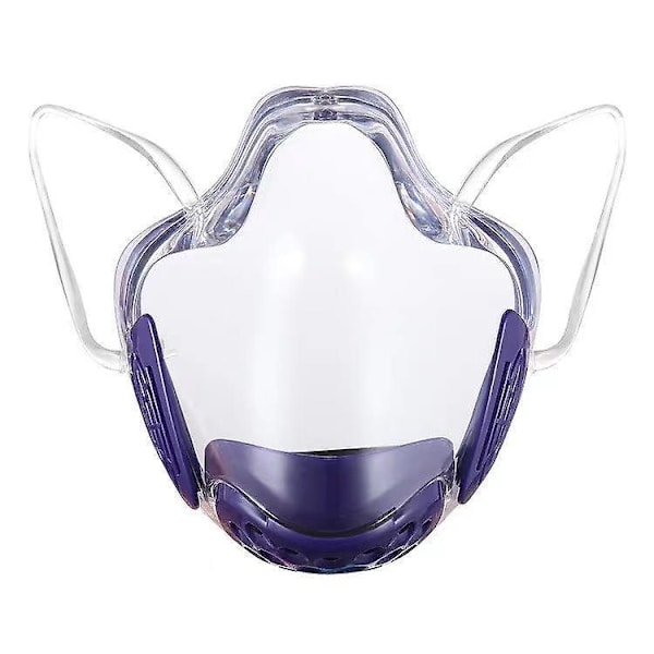 Återanvändbar genomskinlig plastmask - hållbart och genomskinligt cover för ögon, näsa och mun (1 stycke, lila)