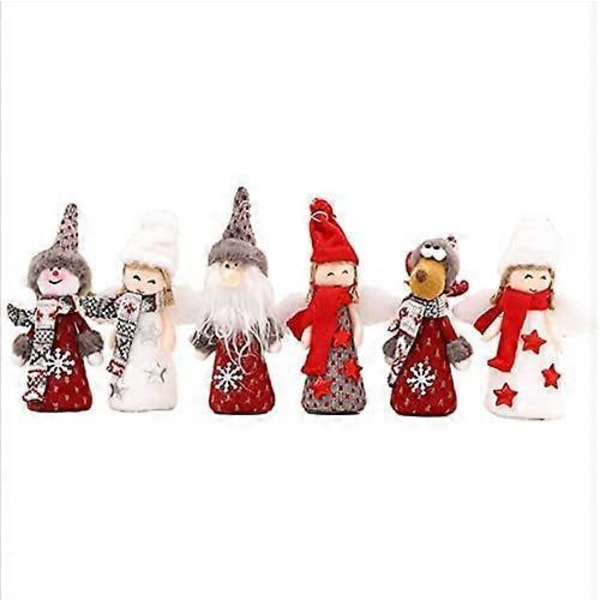 6 st Juldekorationer Jultomte Älg Snögubbe Docka Hänge Julgransprydnader Dekoration Julfestdekorationer (03, 20x6cm/7.87x2