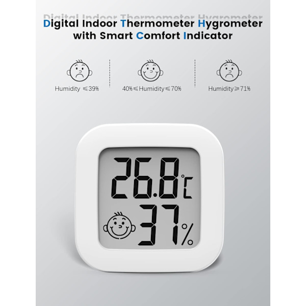 Mini högprecision digital rumstermometer Hygrometer, termohygrometer, termohygrometer komfortindikator