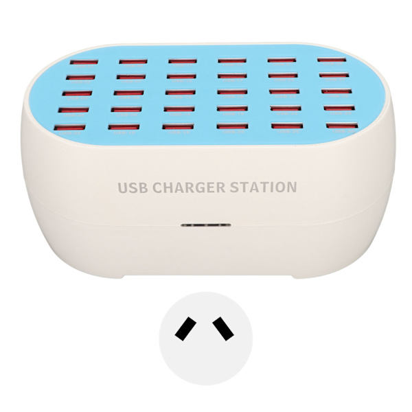 160W 30-porters USB-ladestasjon, flere USB-skrivebordsladere for mobiltelefoner, digitale apparater, 100-240V AU-plugg