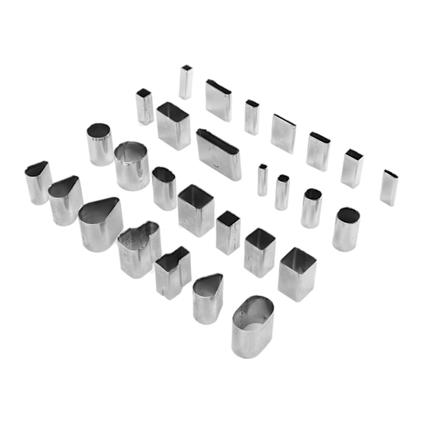 28 Shape Style Hollow Punch Cutter Set Rektangulärt högt kolstål Läder Pressverktyg Läderverktyg för läder