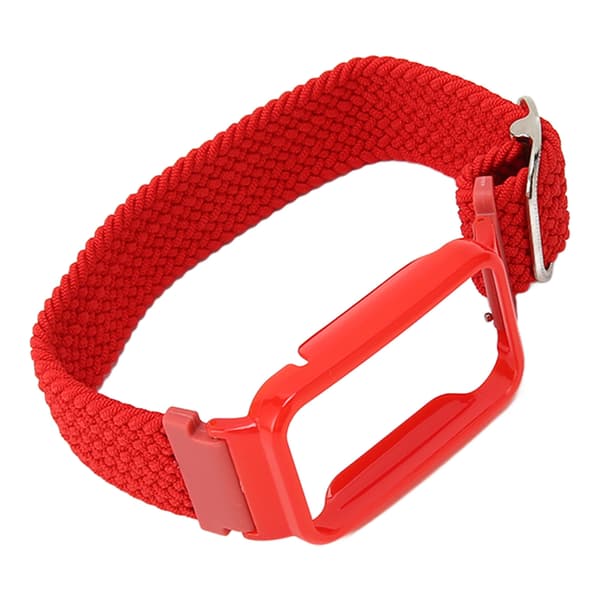 Flätat Loop-armband för Mi Band 7 Pro Justerbart Elastiskt Nylon Loop-armband med Skyddsram Rött Armbandsfodral