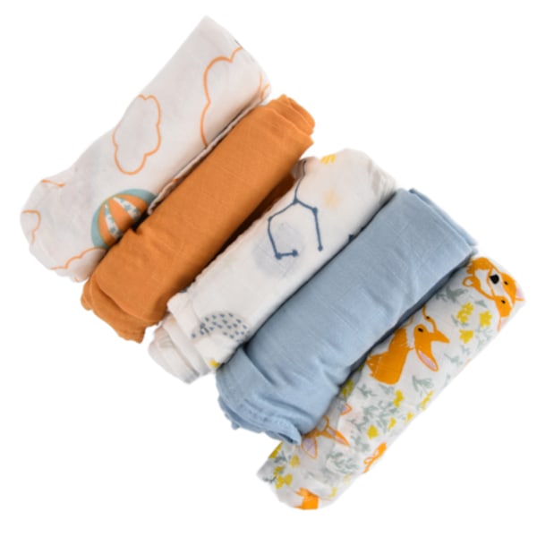 5 st babyhaklappar absorberande tryck mjuk bomull matning amning handduk för spädbarn bebisar småbarn