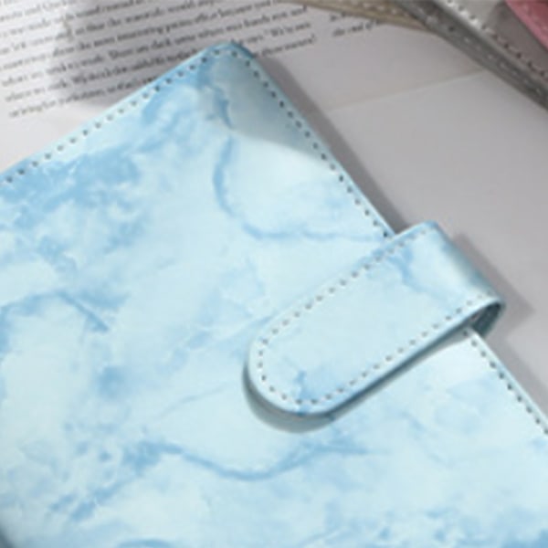 A6 notesbog binder lille bærbar azurblå PU læder notesbog journal løs blad binder