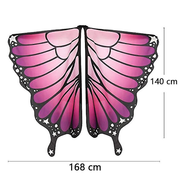 Fjärilsvingar Sjal - Perfekt för flickor och vuxna kostym, utklädning och kappa lila-rosa