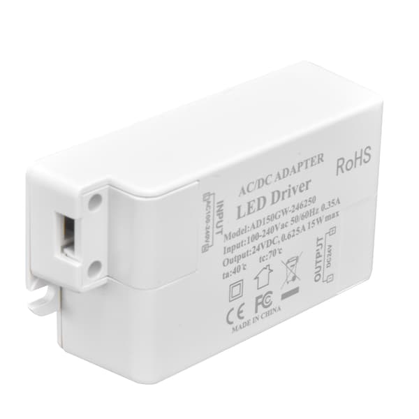 LED-driver DC24V 0,625A 15W DIY-lampe lavspennings LED-driver transformator AC 100-240V