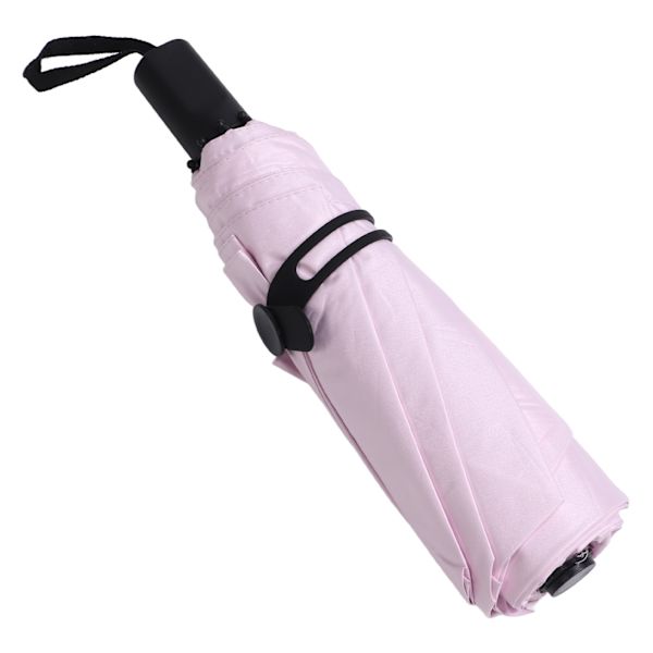 Sammenfoldelig paraply sort gummi stål UV-beskyttelse 3 folde solparaply til solrige dage regnfulde dage pink med silikonesnor 55x8k