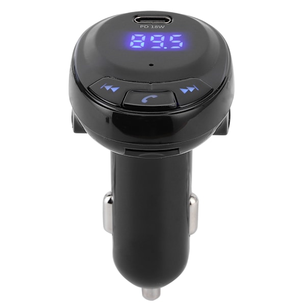 BT09 12V Bluetooth langaton FM-lähetin Mp3-soitin Type-C pikalataus PD 18W Auton laturiMusta