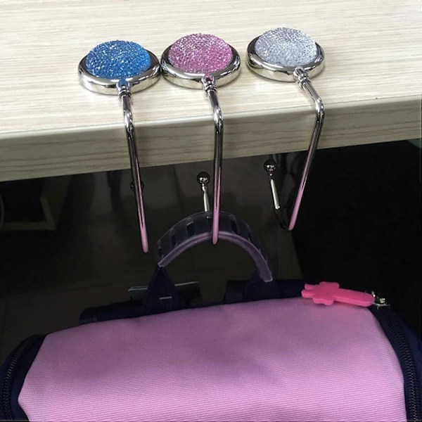 5 kpl Pöytälaukun koukku, Kannettava kassikoukku, Kristallitimantti Mini Raskaan käytön kassikoukku, Metallilaukku