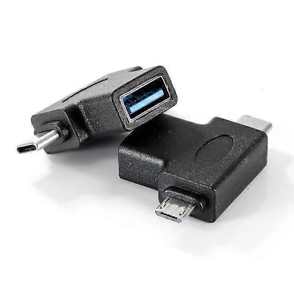 2-pakning OTG-konverter 2 i 1 USB 3.0 til Micro USB og USB C Hann til USB 3.0 Hunn til Micro USB Hann