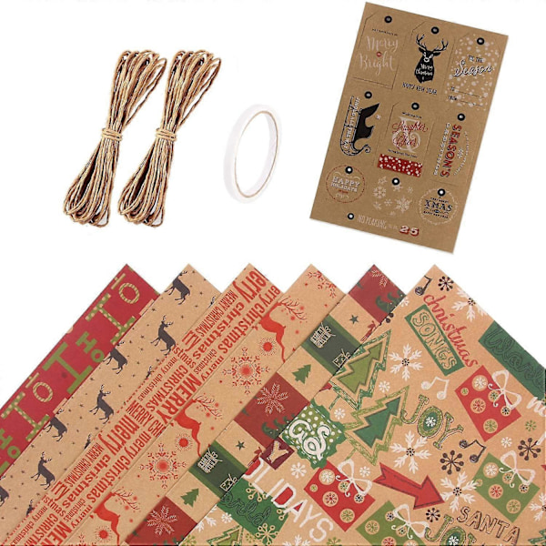 6-pack presentpapper, för födelsedagsfest presentpappersset