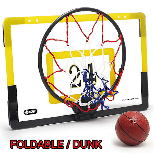 Hængende Dør Basketballplade - Transparent Mini Backboard med 1 Basketnet, 4 Kroge og 1 Basketball Sort